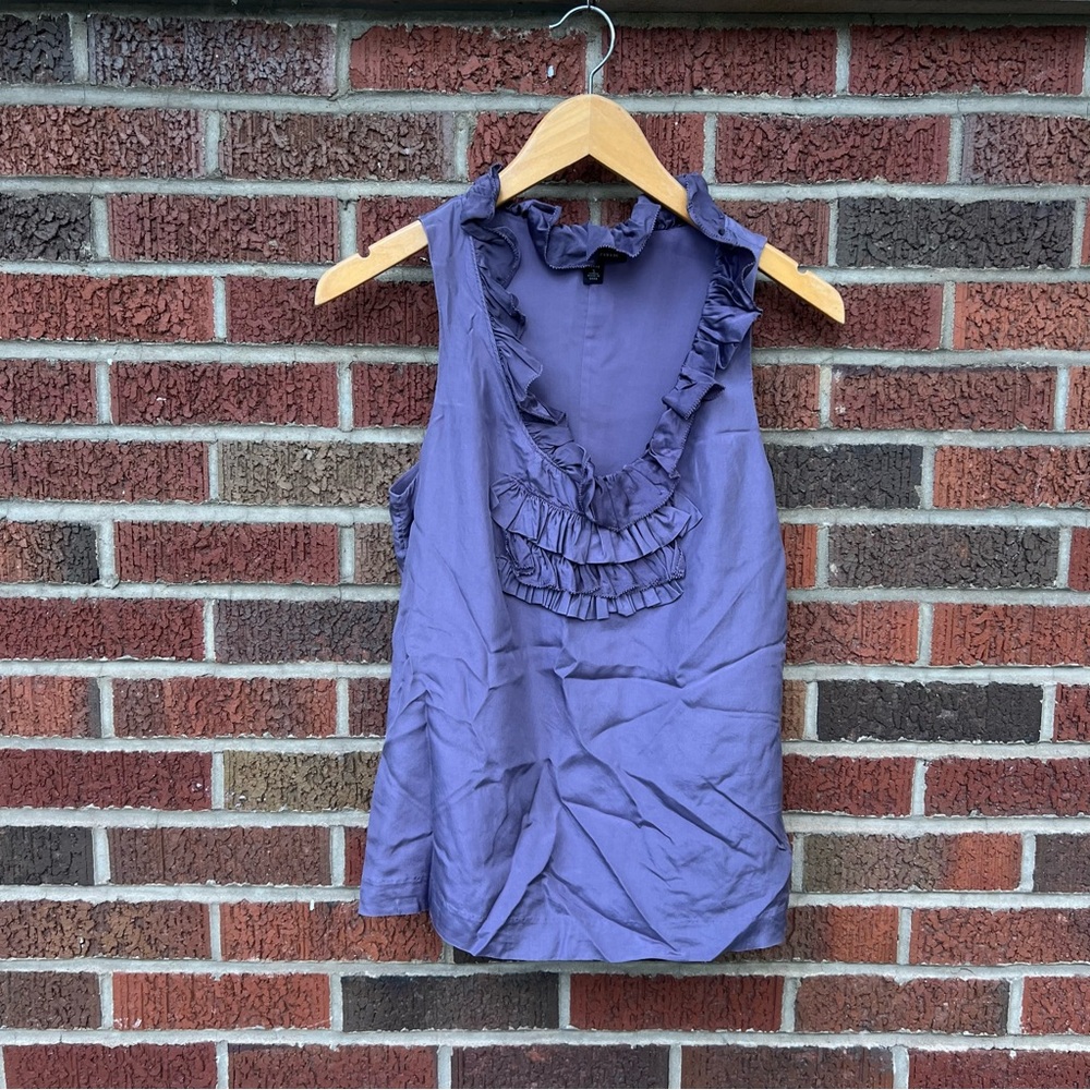 Banana Republic Dusty Purple Ruffle Front Sleeveless Blouse Top